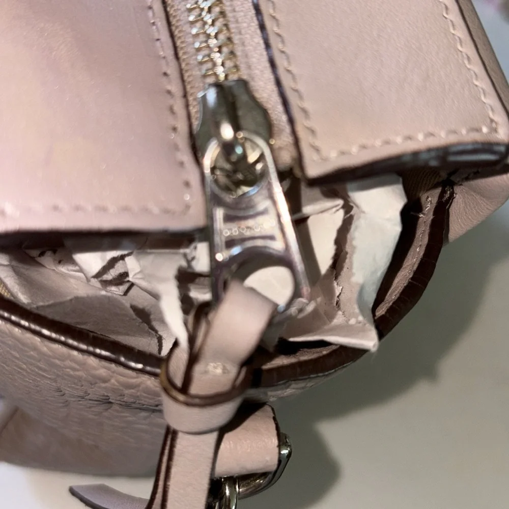 Coach Bleecker  mini Riley Satchel Crossbody bag  leather  gray/taupe excellent